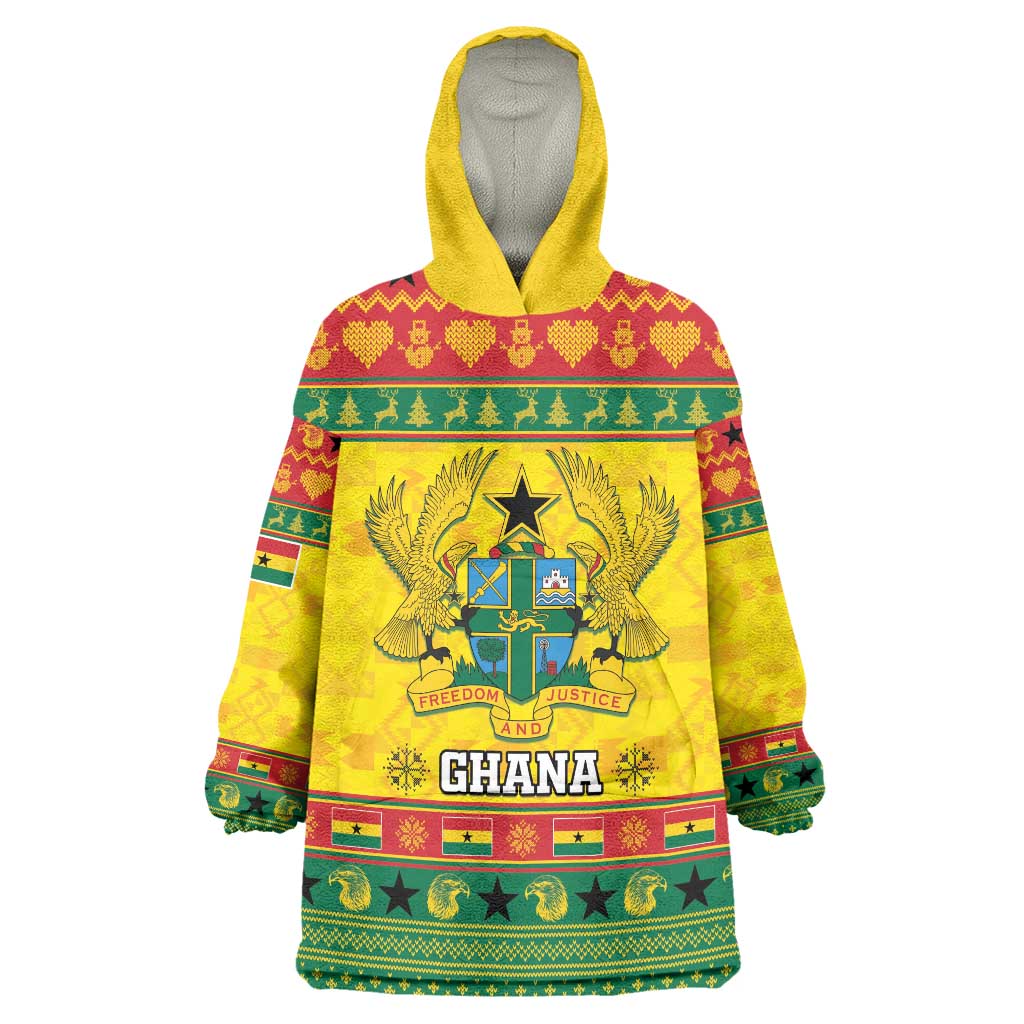 Ghana Christmas Wearable Blanket Hoodie Coat Of Arms Afishapa