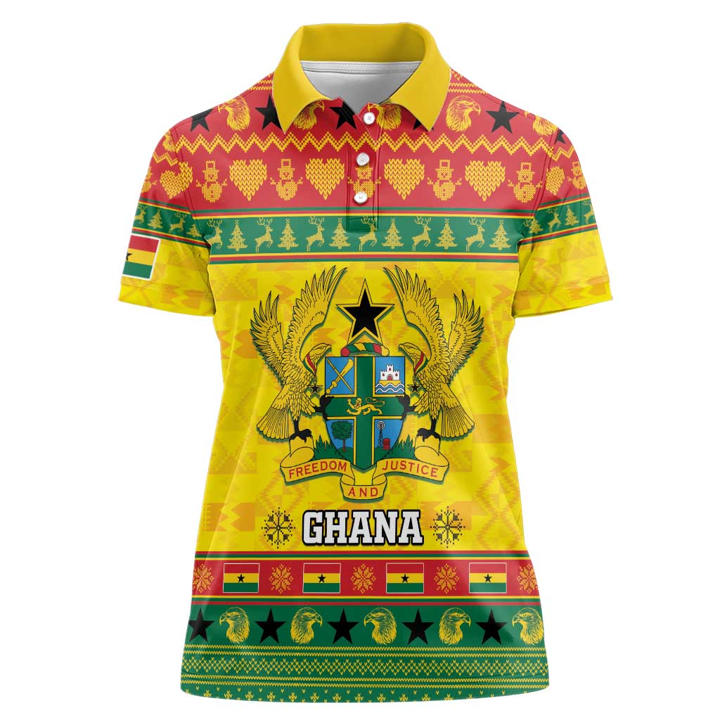 Ghana Christmas Women Polo Shirt Coat Of Arms Afishapa - Wonder Print Shop