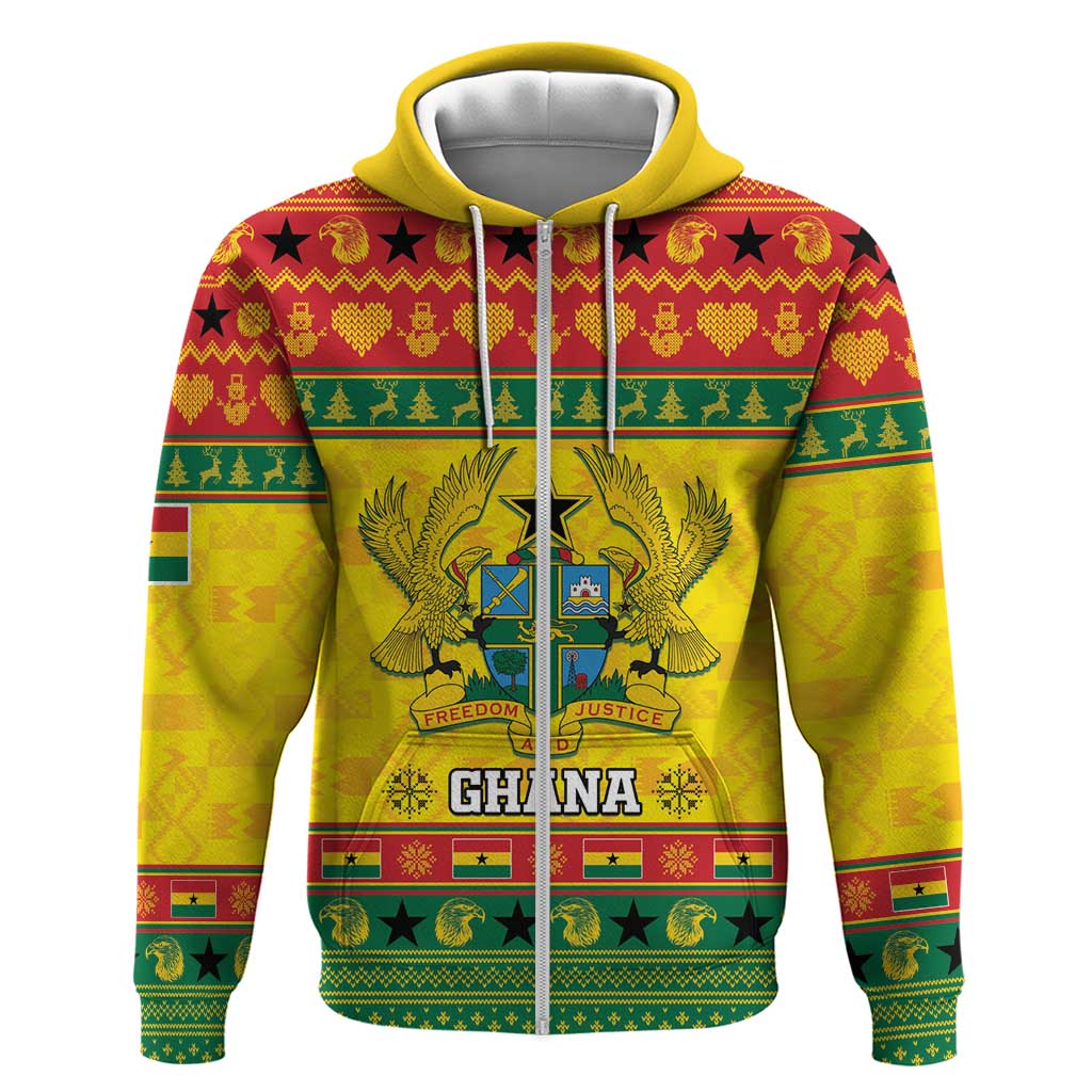 Ghana Christmas Zip Hoodie Coat Of Arms Afishapa - Wonder Print Shop