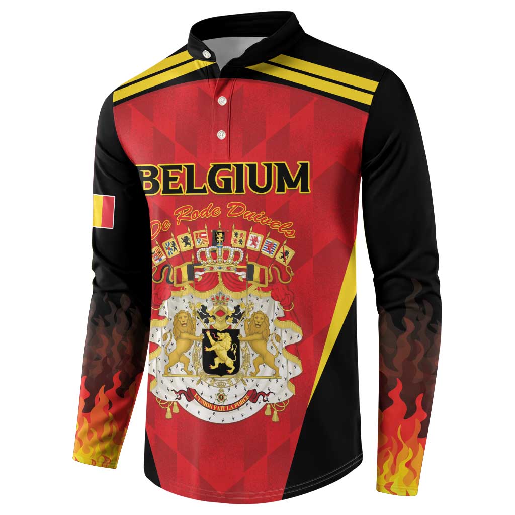 Custom Belgium Football 2026 Button Sweatshirt Red Devils Pride - Wonder Print Shop