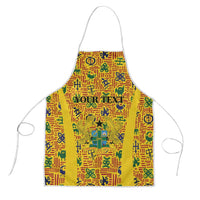Custom Ghana Football Apron Yellow Adinkra Pattern - Wonder Print Shop