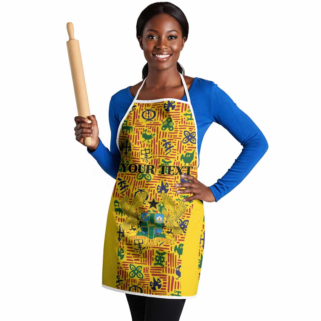 Custom Ghana Football Apron Yellow Adinkra Pattern - Wonder Print Shop