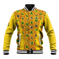 Custom Ghana Football Baseball Jacket Yellow Adinkra Pattern - Wonder Print Shop