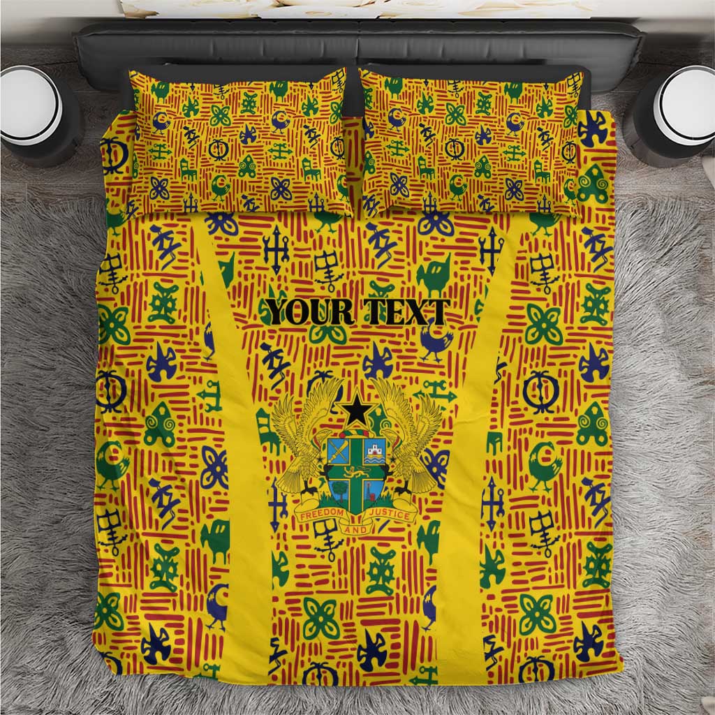 Custom Ghana Football Bedding Set Yellow Adinkra Pattern - Wonder Print Shop