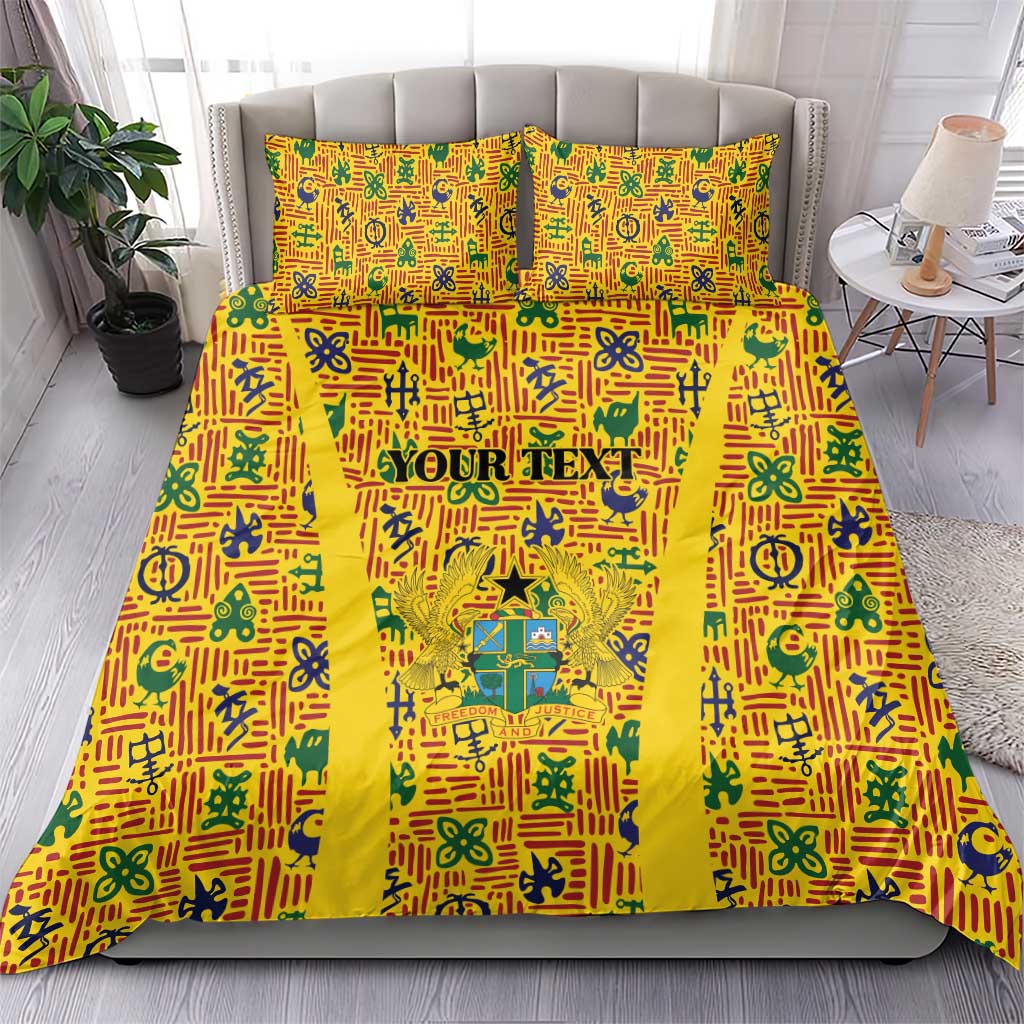 Custom Ghana Football Bedding Set Yellow Adinkra Pattern - Wonder Print Shop