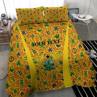 Custom Ghana Football Bedding Set Yellow Adinkra Pattern - Wonder Print Shop