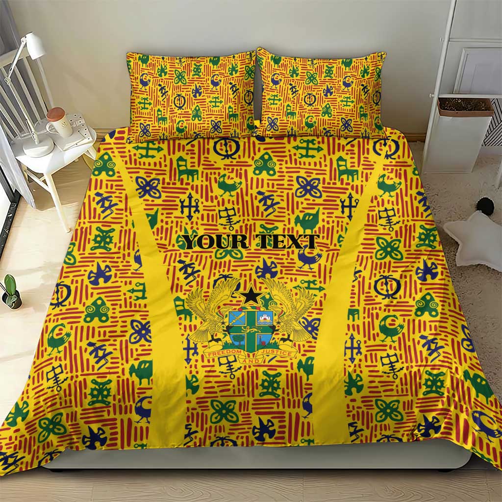 Custom Ghana Football Bedding Set Yellow Adinkra Pattern - Wonder Print Shop