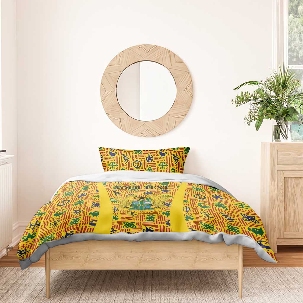 Custom Ghana Football Bedding Set Yellow Adinkra Pattern - Wonder Print Shop
