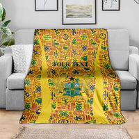 Custom Ghana Football Blanket Yellow Adinkra Pattern - Wonder Print Shop
