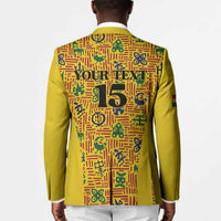 Custom Ghana Football Blazer Yellow Adinkra Pattern - Wonder Print Shop