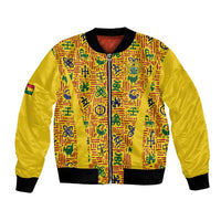 Custom Ghana Football Bomber Jacket Yellow Adinkra Pattern - Wonder Print Shop