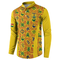 Custom Ghana Football Button Sweatshirt Yellow Adinkra Pattern