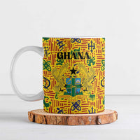 Custom Ghana Football Ceramic Mug Yellow Adinkra Pattern - Wonder Print Shop
