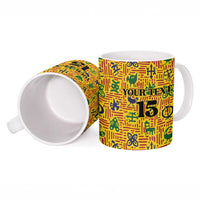 Custom Ghana Football Ceramic Mug Yellow Adinkra Pattern - Wonder Print Shop