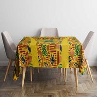 Custom Ghana Football Tablecloth Yellow Adinkra Pattern - Wonder Print Shop