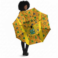 Custom Ghana Football Umbrella Yellow Adinkra Pattern - Wonder Print Shop