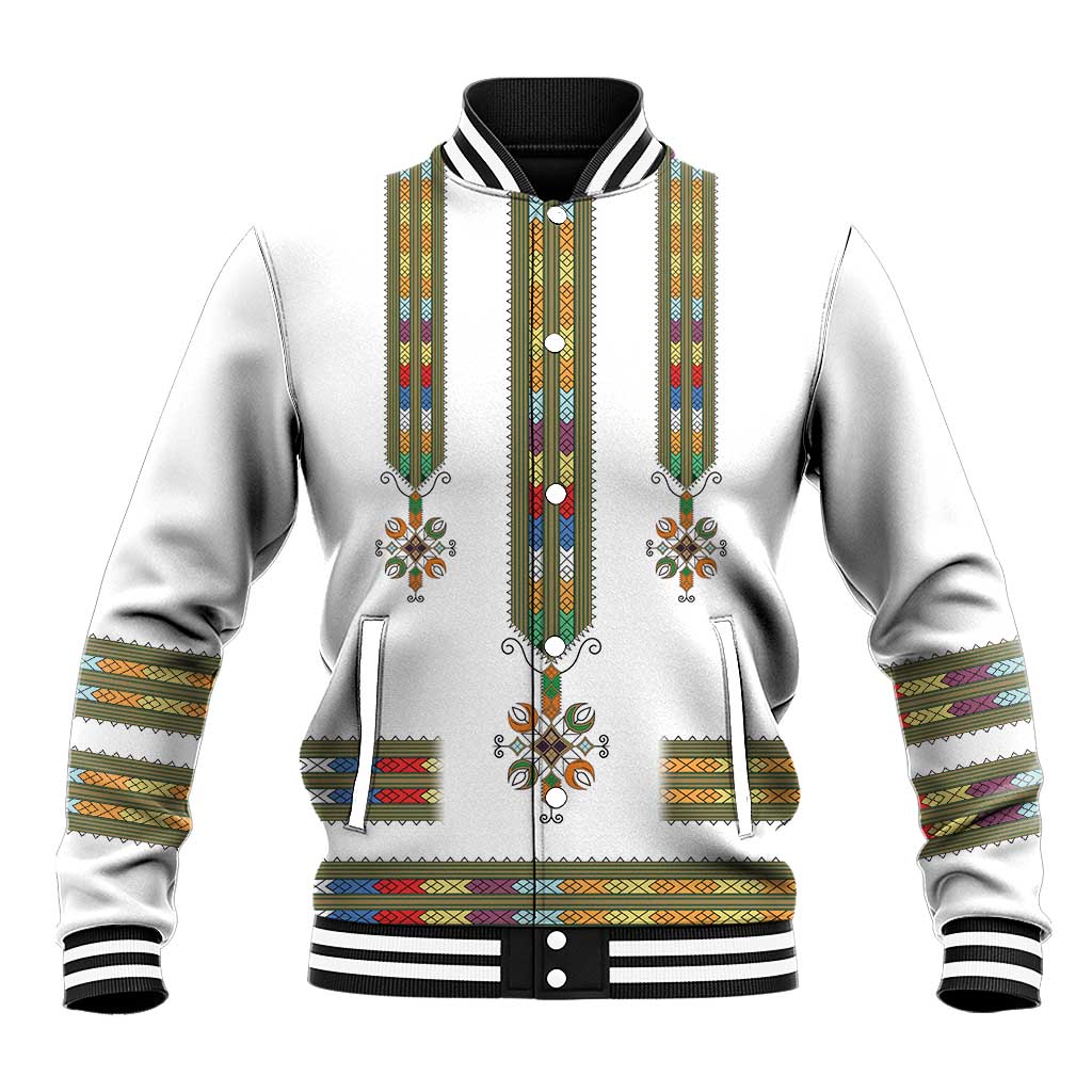 Ethiopian Traditional Habesha Costume Baseball Jacket Cross With Tilet Pattern