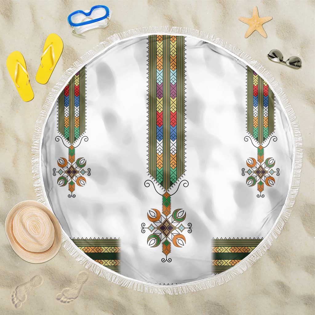 Ethiopian Traditional Habesha Costume Beach Blanket Cross With Tilet Pattern