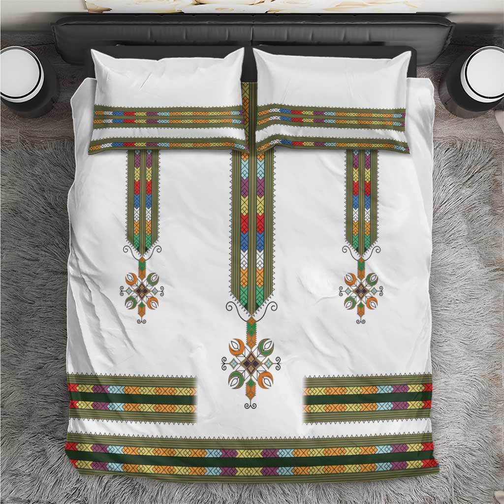 Ethiopian Traditional Habesha Costume Bedding Set Cross With Tilet Pattern