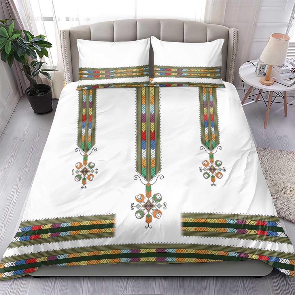 Ethiopian Traditional Habesha Costume Bedding Set Cross With Tilet Pattern