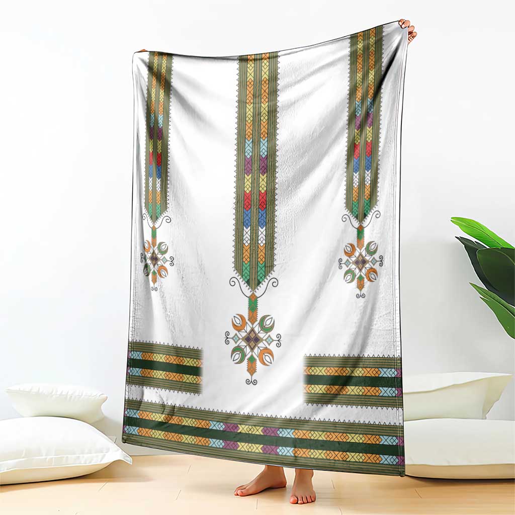 Ethiopian Traditional Habesha Costume Blanket Cross With Tilet Pattern