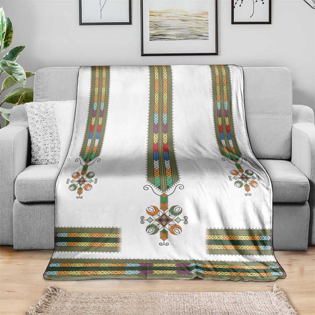 Ethiopian Traditional Habesha Costume Blanket Cross With Tilet Pattern