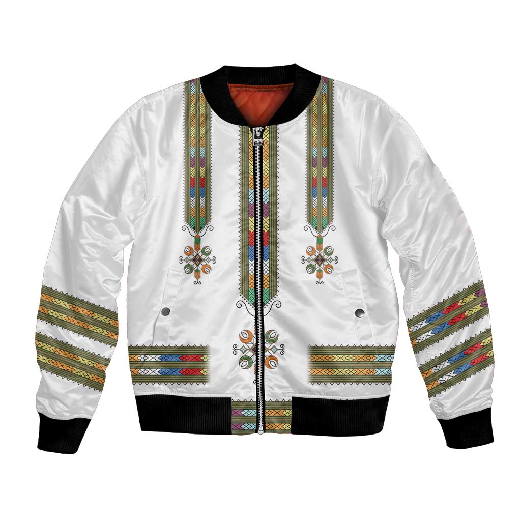 Ethiopian Traditional Habesha Costume Bomber Jacket Cross With Tilet Pattern