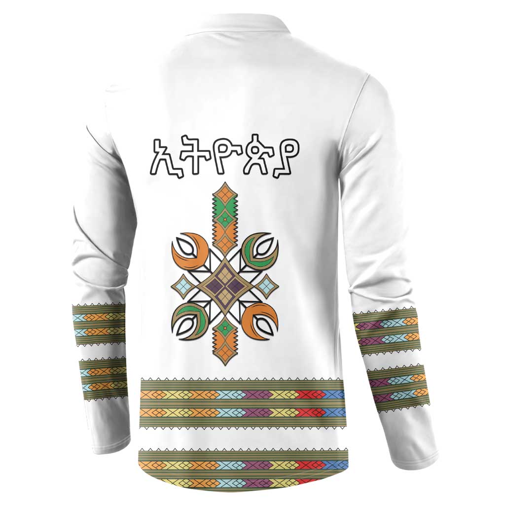 Ethiopian Traditional Habesha Costume Button Sweatshirt Cross With Tilet Pattern