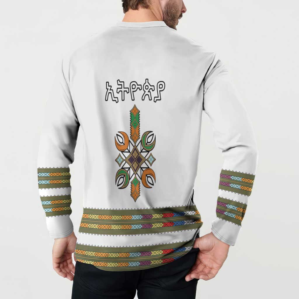 Ethiopian Traditional Habesha Costume Button Sweatshirt Cross With Tilet Pattern