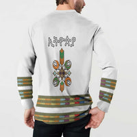 Ethiopian Traditional Habesha Costume Button Sweatshirt Cross With Tilet Pattern