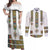 Ethiopian Traditional Habesha Costume Couples Matching Off Shoulder Maxi Dress and Long Sleeve Button Shirt Cross With Tilet Pattern