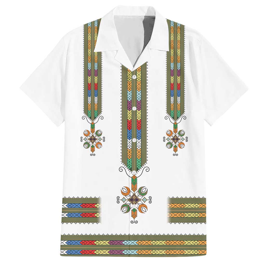 Ethiopian Traditional Habesha Costume Hawaiian Shirt Cross With Tilet Pattern