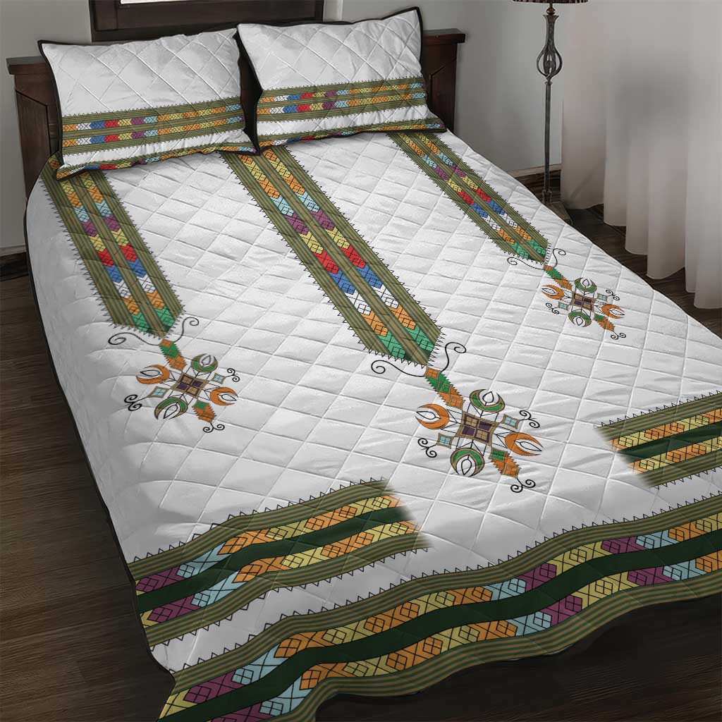 Ethiopian Traditional Habesha Costume Quilt Bed Set Cross With Tilet Pattern