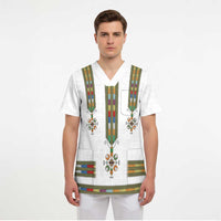 Ethiopian Traditional Habesha Costume Scrub Top Cross With Tilet Pattern - Wonder Print Shop