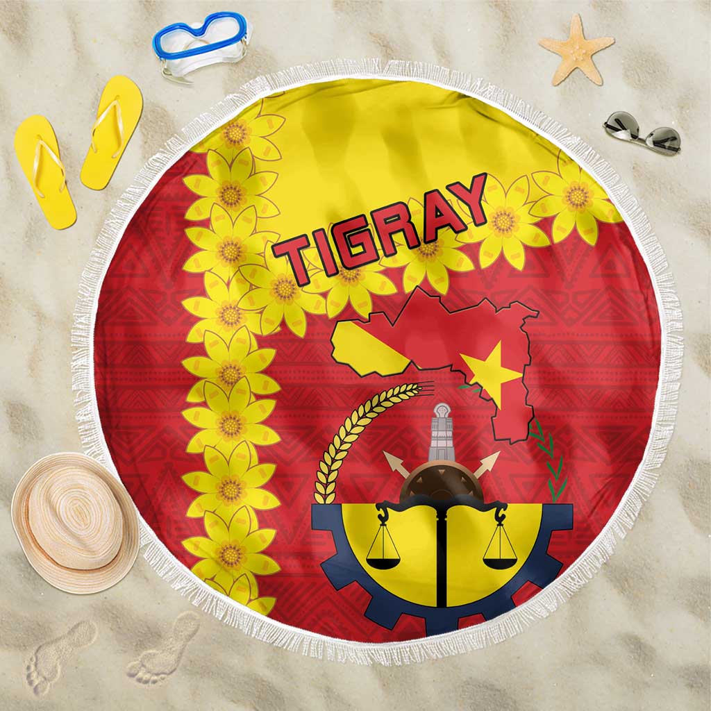 Tigray Region Beach Blanket Tigray Emblem With Flag Map