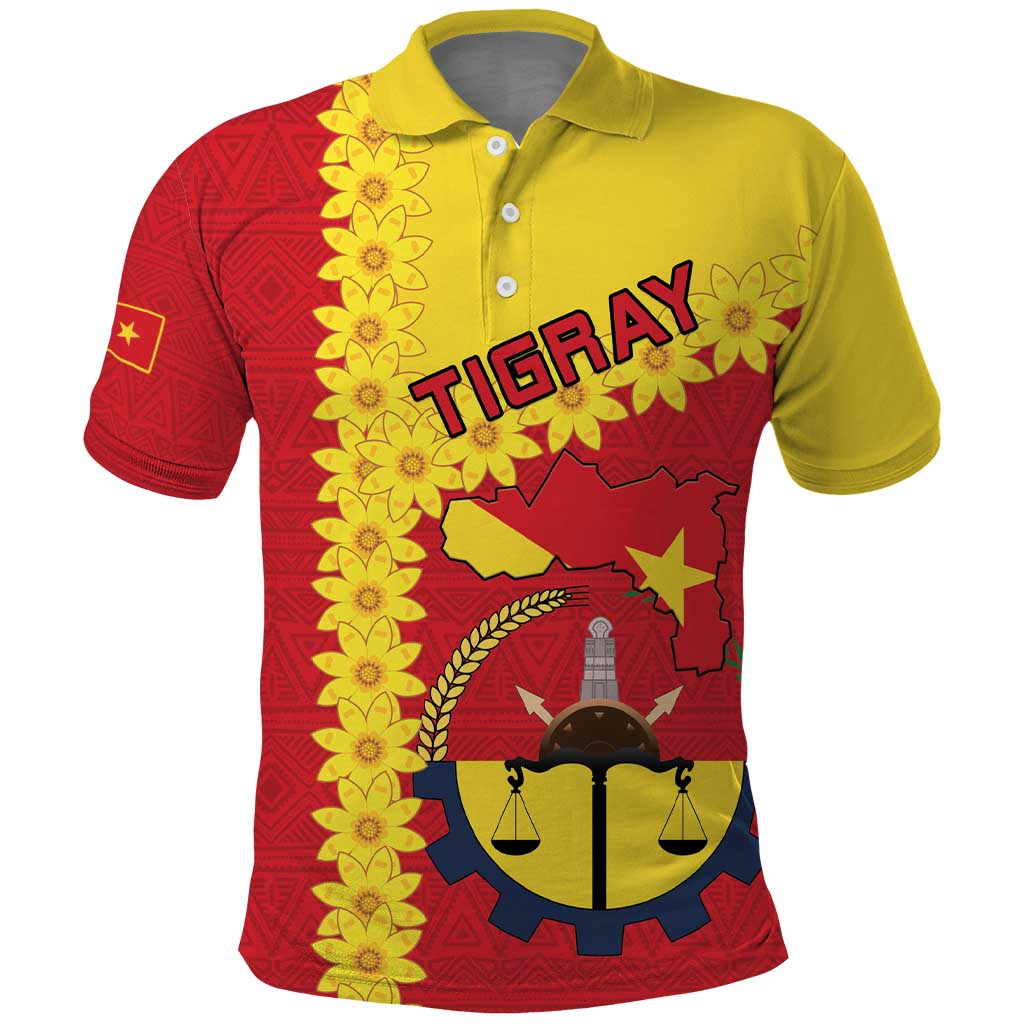 Tigray Region Polo Shirt Tigray Emblem With Flag Map