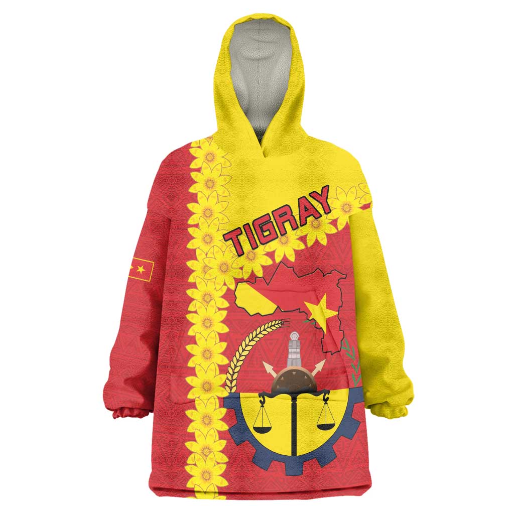 Tigray Region Wearable Blanket Hoodie Tigray Emblem With Flag Map