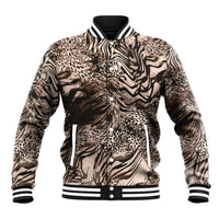 African Safari Zebra Leopard Swirl Pattern Baseball Jacket