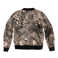 African Safari Zebra Leopard Swirl Pattern Bomber Jacket