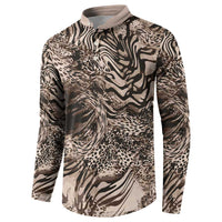 African Safari Zebra Leopard Swirl Pattern Button Sweatshirt