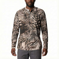 African Safari Zebra Leopard Swirl Pattern Button Sweatshirt