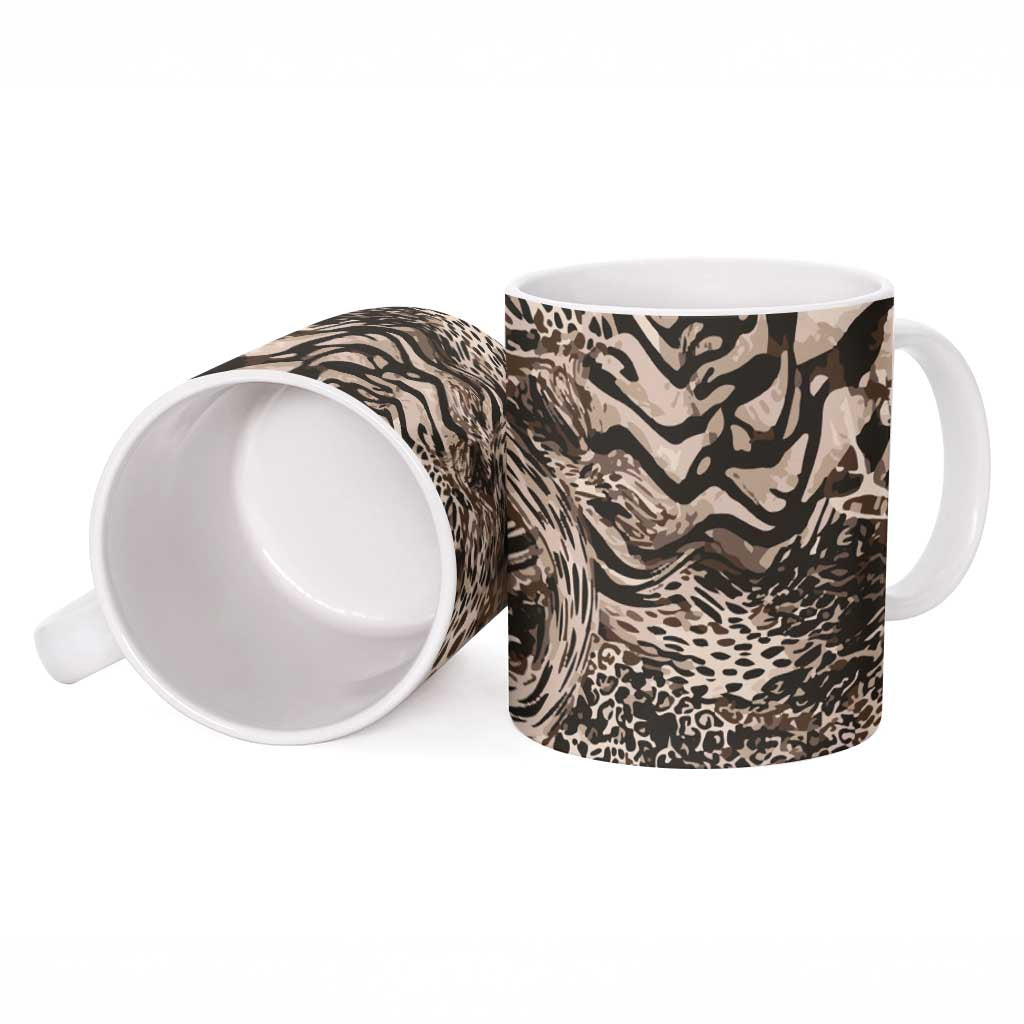 African Safari Zebra Leopard Swirl Pattern Ceramic Mug