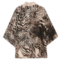 African Safari Zebra Leopard Swirl Pattern Kimono