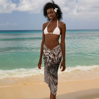 African Safari Zebra Leopard Swirl Pattern Sarong