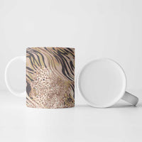 African Zebra Leopard Pattern Ceramic Mug Sand Taupe Beige