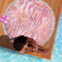 African Zebra Leopard Pattern Beach Blanket Blush Savannah