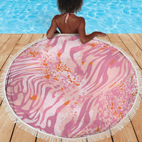 African Zebra Leopard Pattern Beach Blanket Blush Savannah