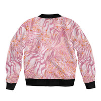African Zebra Leopard Pattern Bomber Jacket Blush Savannah