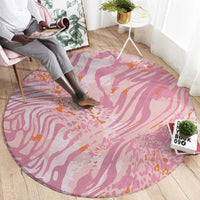 African Zebra Leopard Pattern Round Carpet Blush Savannah