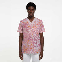 African Zebra Leopard Pattern Scrub Top Blush Savannah